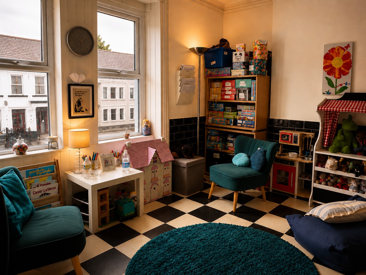 Bright, welcoming children's playroom at The Therapy Rooms